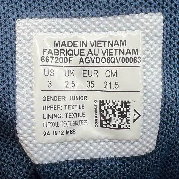 Converse Chuck Taylor Blue All Star Mermaid High Top Sneakers Size 3 Girl's - Picture 4 of 9